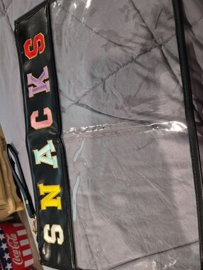 Clear PVC Tote with Black Trim and Multicolor Lettering